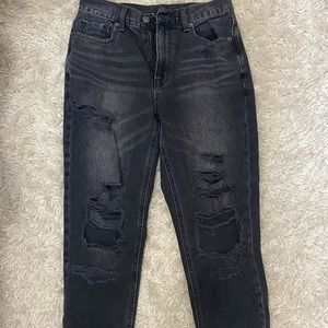 American Eagle mom jeans- black ripped
